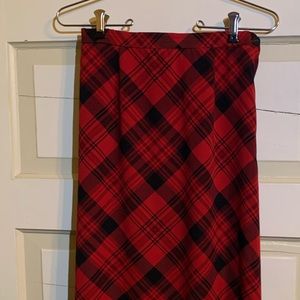 Red plaid skirt